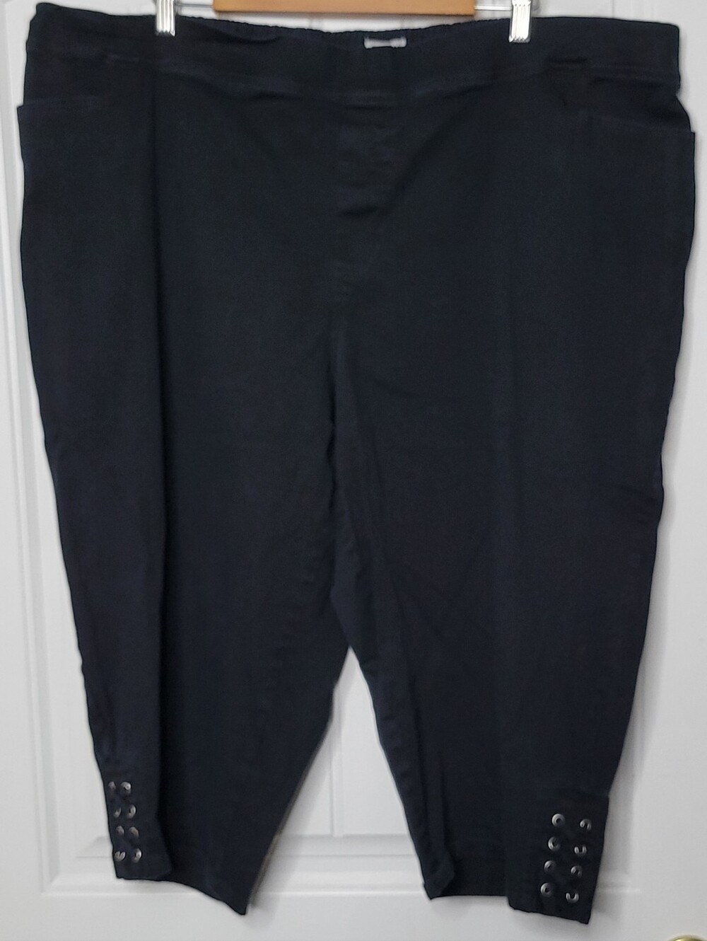 Catherines Black Capris with Lace Up Detail